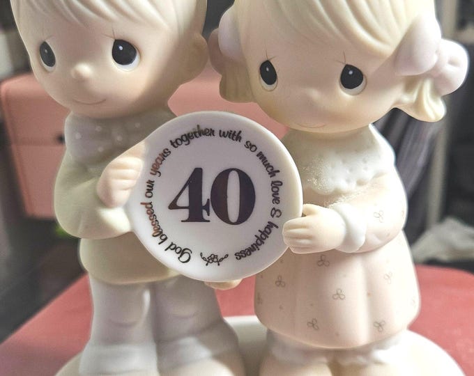 1983, Precious Moments: God bless our years together with love and happiness. 40 years.