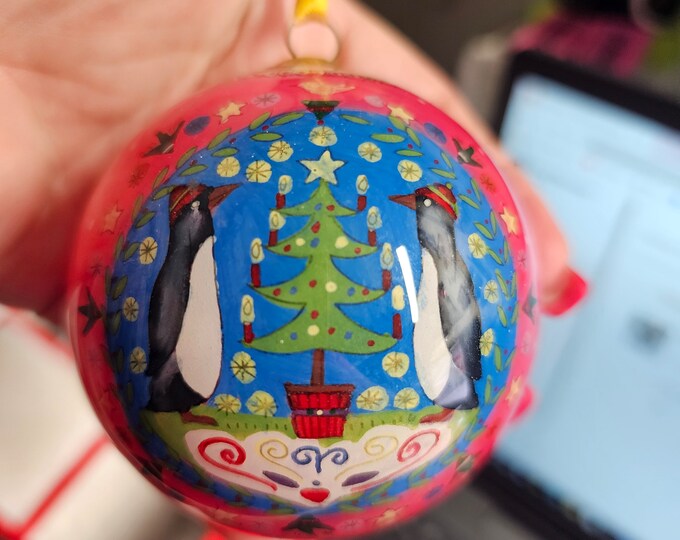 Vintage handpainted ornament with gift box