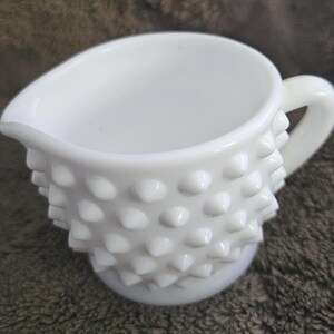 Vintage Fenton White Milk Glass Hobnail Cream D5/31