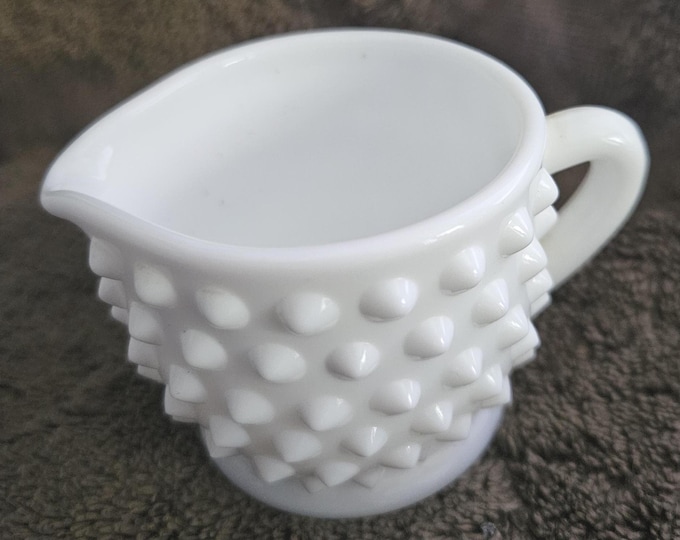 Vintage Fenton White Milk Glass Hobnail Cream D5/31
