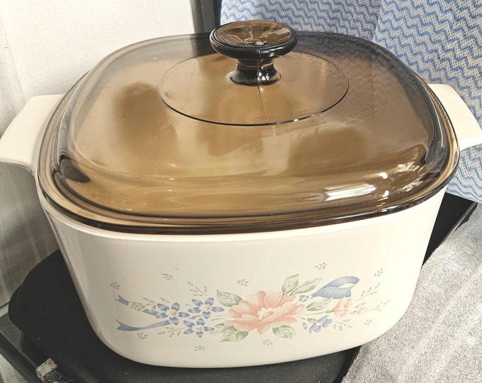 Vintage Corning Ware 3-Liter Casserole Dish With Brown Pyrex Lid B8/5