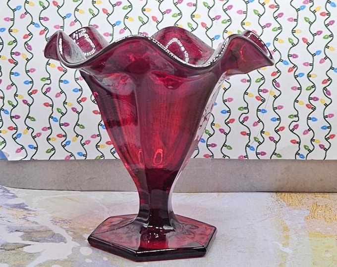 Vintage large Ruby Red fenton vase B2/13