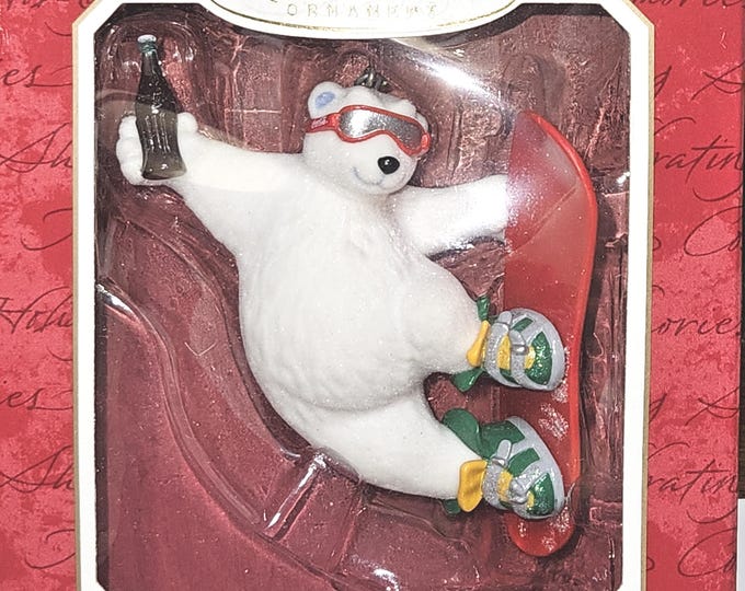 Coca Cola Skateboarding Polar Bear Ornament 2001 NIB Hallmark Cool Sport B2/23