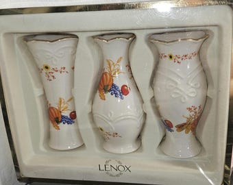 Vintage set van 3 Lenox vazen met pompoenknoppen, B7x2