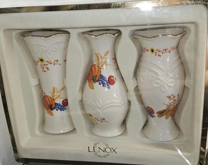 Vintage Set of 3 Lenox Pumpkin bud vases