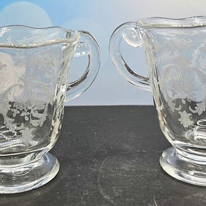 Vintage Fostoria Crystal Glass Romance Pattern Etched Cream and Sugar Bowl Set F6/24