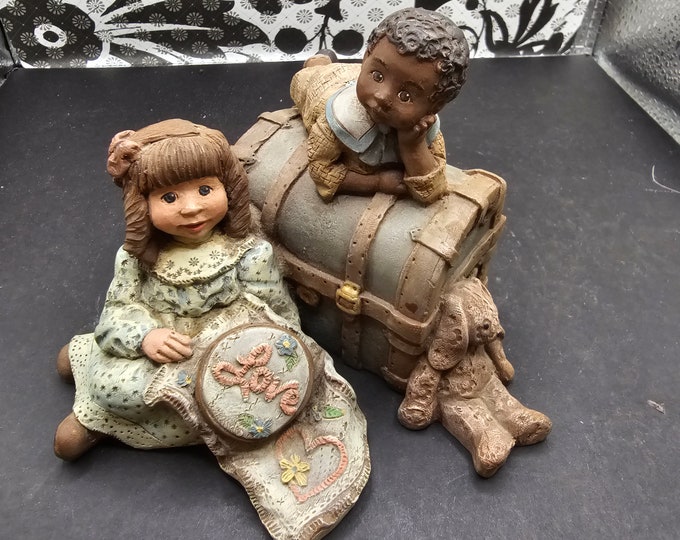 Sarah's Attic Girl and Boy on Trunk, 1992, Number 2981, Collectors Club F4/16