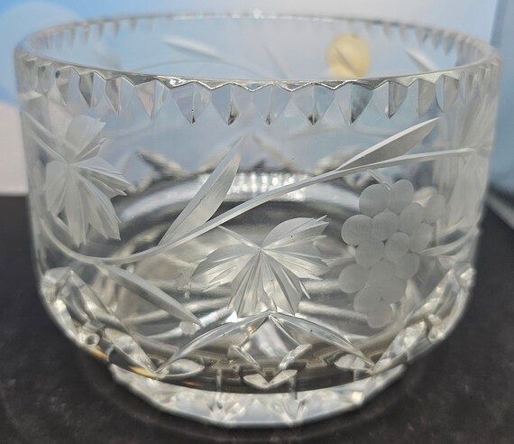 SALE✯クリスタルボウル✯10インチ Vintage Crystal Clear 24% Leaded Crystal Bowl With Sticker