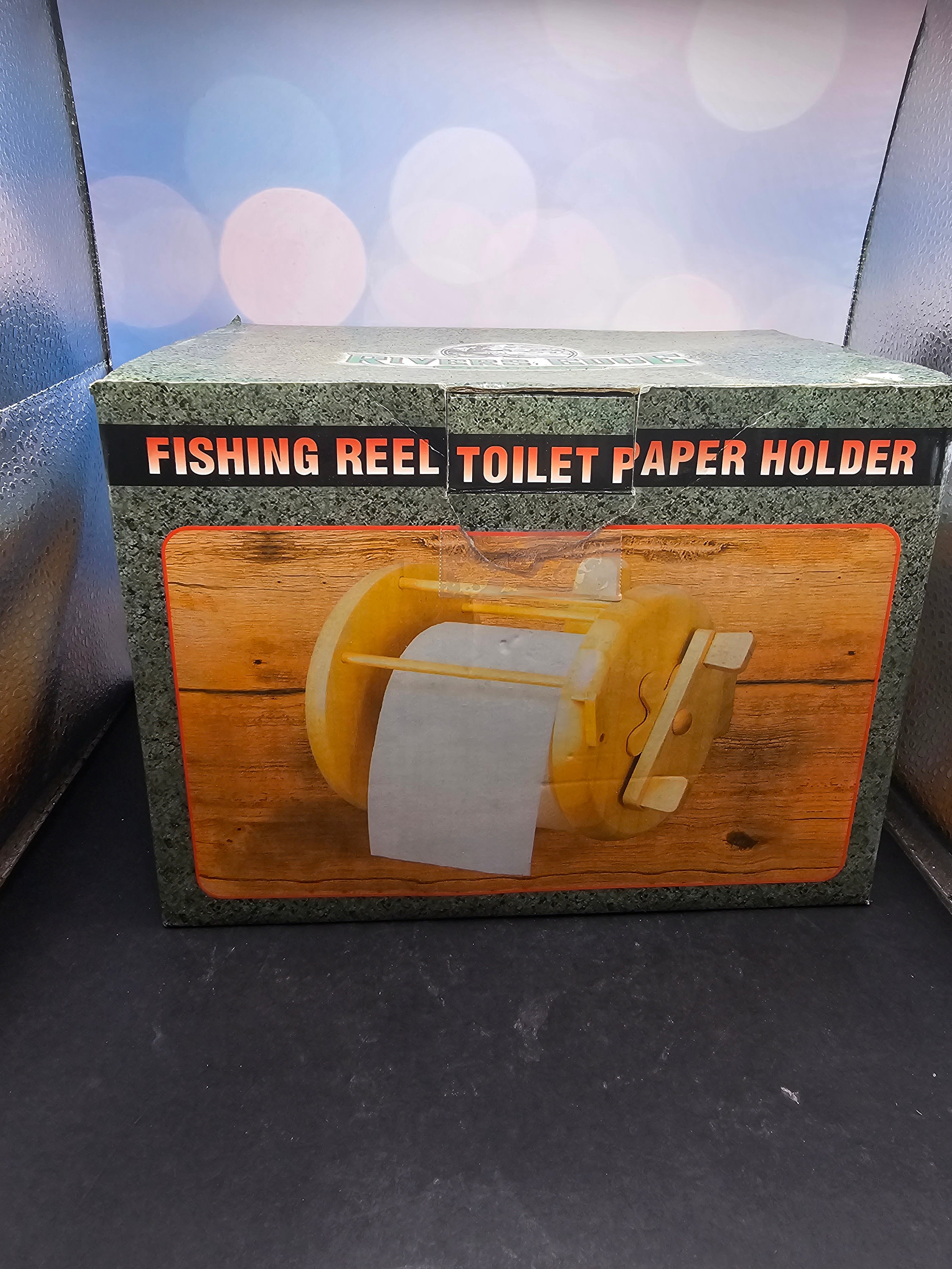 Vintage Fishing Reel Toilet Paper Holder 