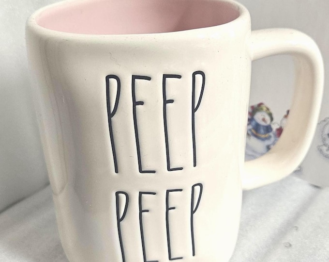 Rae Dunn by Magenta coffee mug  "PEEP PEEP" with pink inside (RD) 18