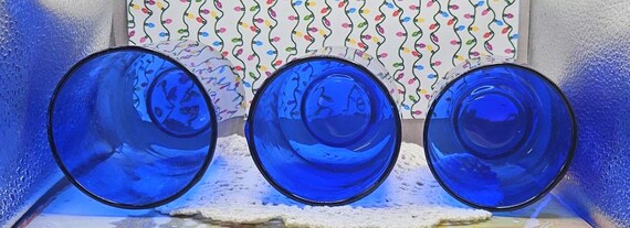 廃盤品  キャンドルホルダー 3個セット コバルトブルー ヴィンテージ コバルト ティーライト キャンドルホルダー 3個セット B1
