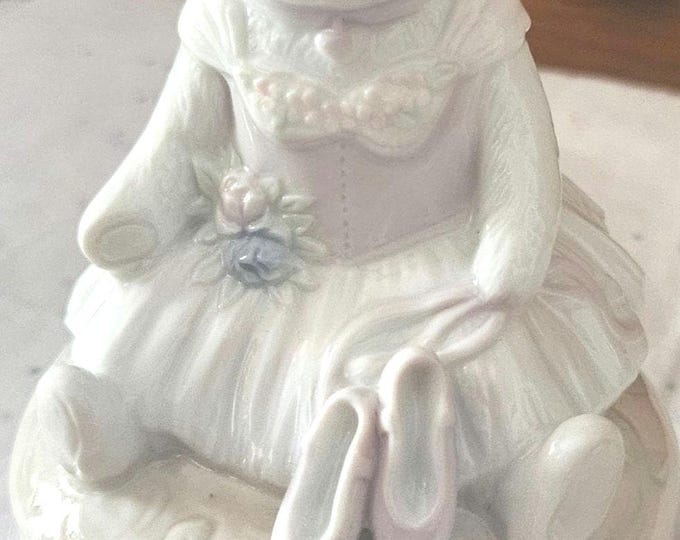 Vintage Otagiri Music Box: Harlequin Teddy Bear Ballerina