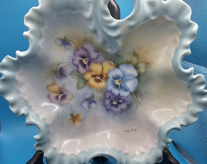Lefton China Dresser Trinket Tray Porcelain Handled Dish C4/7