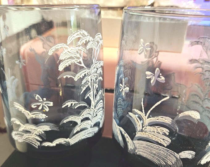 Set of 2 Libby Mary Gregory Design Drinking Glasses C6/9