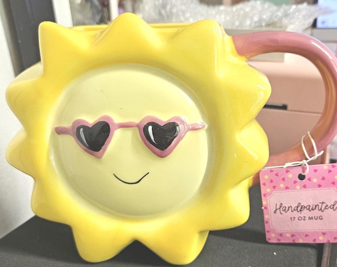 Vintage Hand-Painted Sunday Morning Ceramics Sun-Shaped Mug B6/16