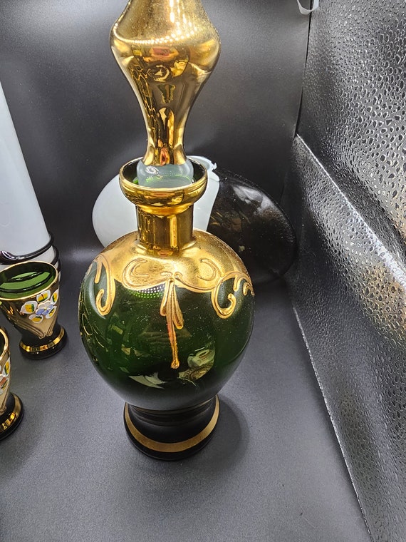 Seyei Victorian Glass Decanter Set, Emerald Green - Etsy