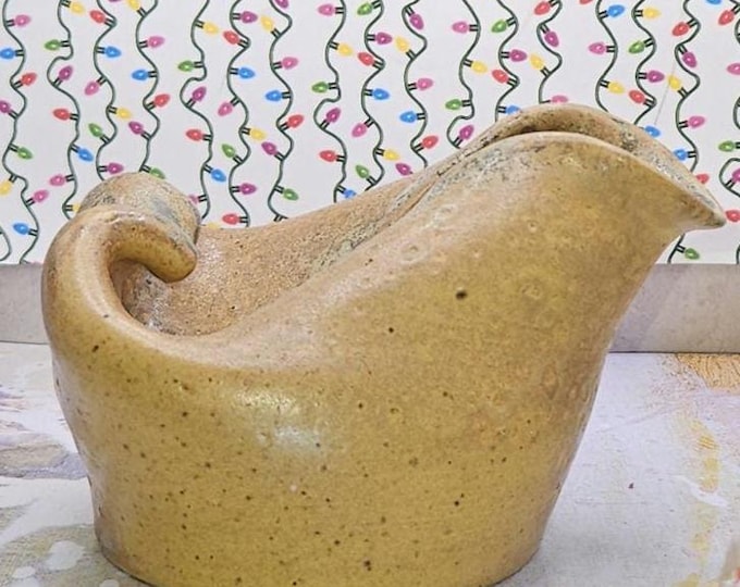 Studio Pottery Hand Crafted Netti Pot Abstract Sign in Glazed in and out herbalist B4/4