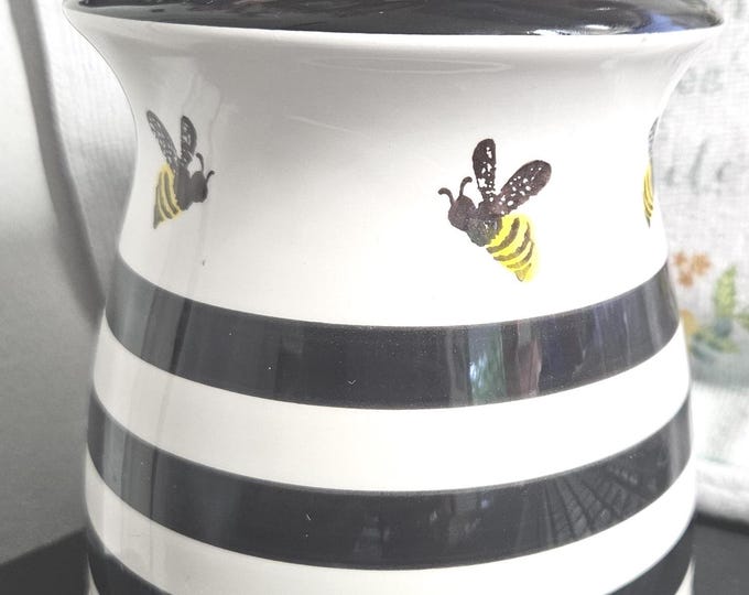 Rare 1990s Tarramoto Bumble Bee Canister Black and White Striped Design C7/26
