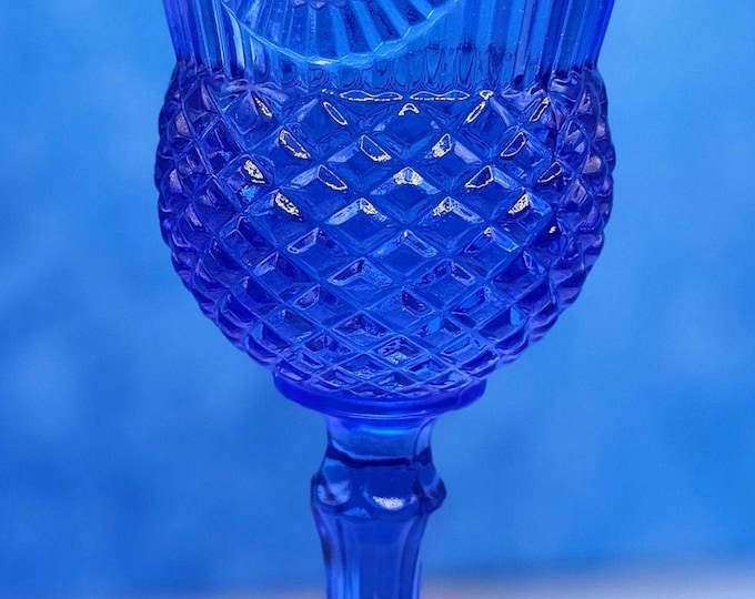 70s Cobalt Blue Fostoria cameo Goblet George Washington A9/24 A5/38
