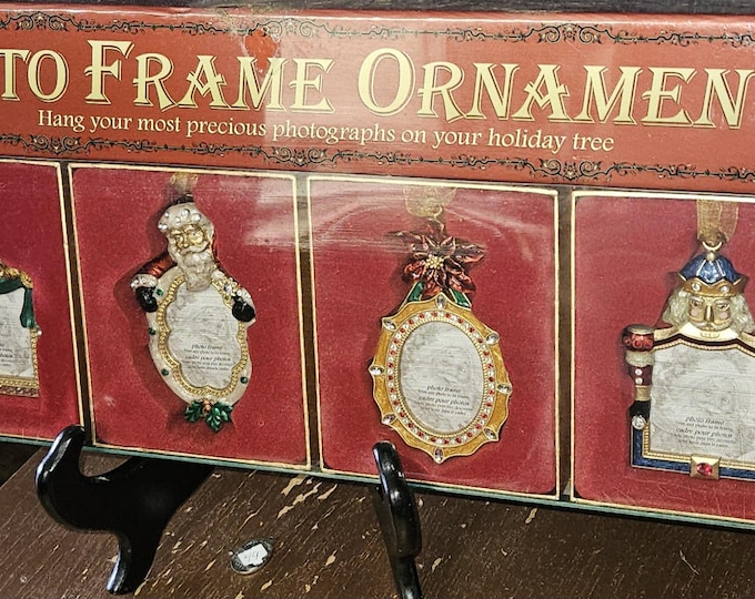 Jewel Enamel & Metal Christmas Photo Frame Ornaments Sets /6