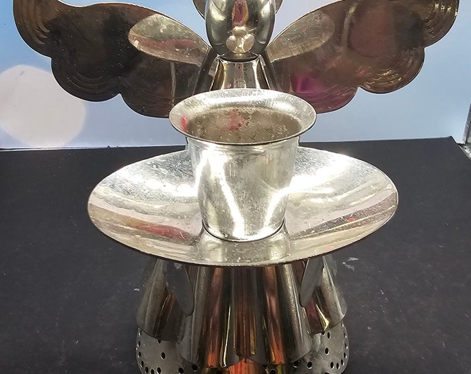 Vintage Godinger Silver Art Pierced Angel Candle Holder Holiday Christmas  (BOX)