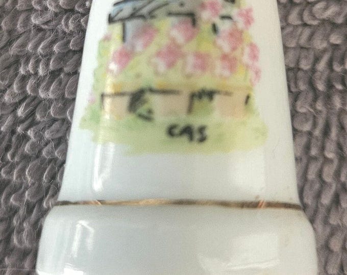 Vintage Thimble in Porcelain CAS Initials "Flower Garden D4/41