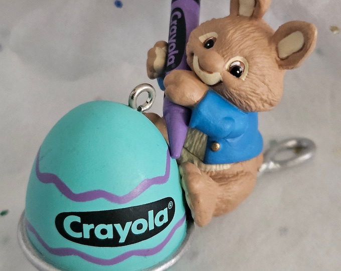 Vintage Hallmark Eggs-pert Artist Easter Ornament 1997 NOS Crayola Egg