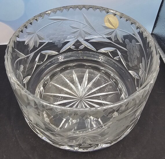 SALE✯クリスタルボウル✯10インチ Vintage Crystal Clear 24% Leaded Crystal Bowl With Sticker