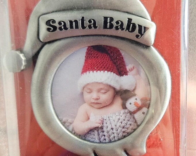 Pearhead Holiday Santa Baby Frame Silver Ornament Keepsake First Christmas C1/17