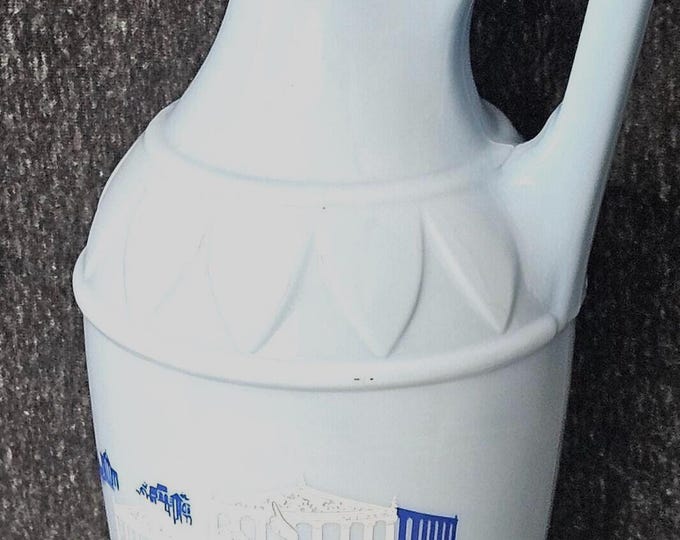 Mid-Century Jim Beam Grecian Urn Blue Milk Glass Decanter, Greek philosophers