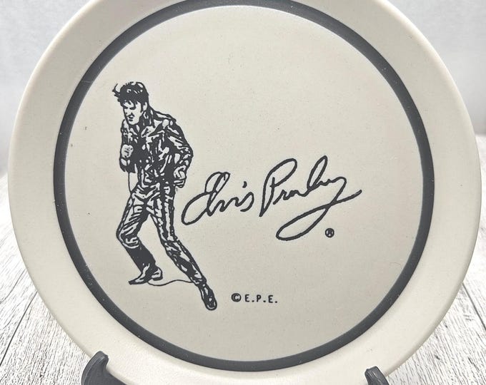 Vintage 5” Elvis Stoneware Plate souvenir from the 1970s