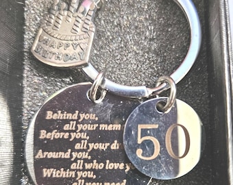 Happy 50th Birthday Keychain (Shelf)