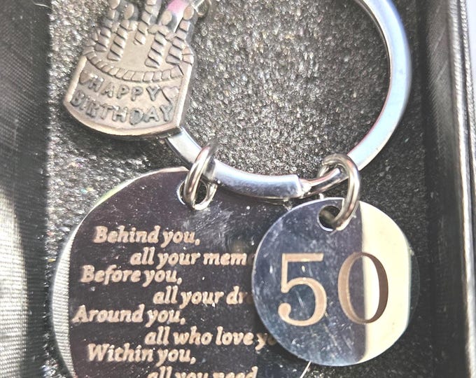 Happy 50th Birthday Keychain (Shelf)