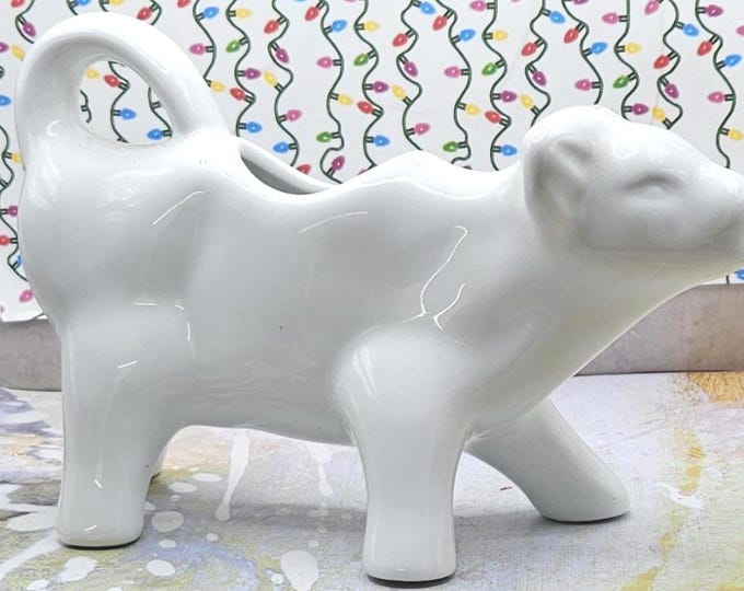 Over And Back Cow Calf Ceramic Milk Creamer Pitcher White Figurine B2/11