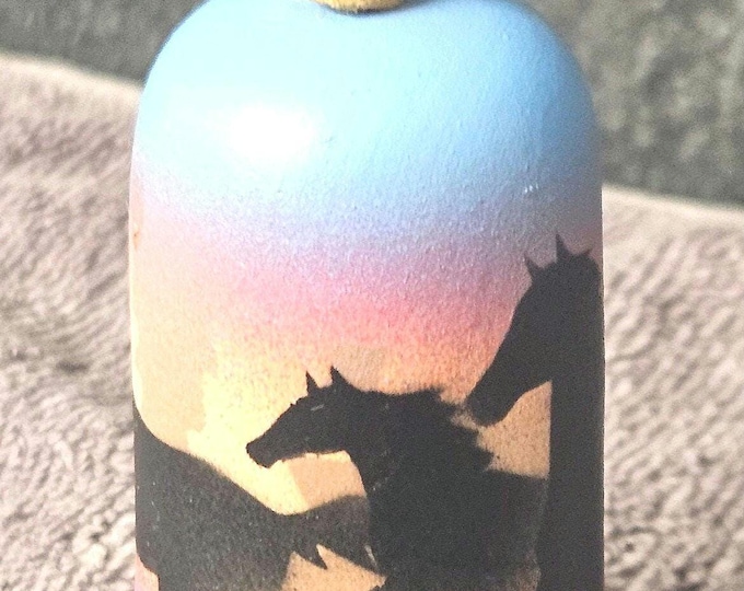 Vintage Hozoni Pottery Wild Horses Bell Signed by Artist Marybelle Dine