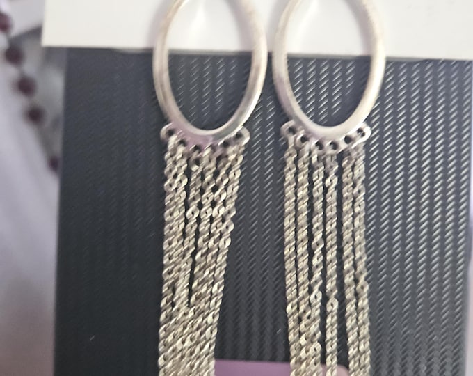 Vintage long silver earring Specialty chain jewelry