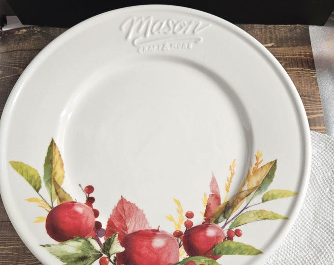 Vintage Set of 3 MASON CRAFT & MORE Apple Cranberry floral lunchen plates A6/2