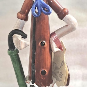 Figura vintage de payaso italiano con paraguas firmada por T P Ceramiche Poli Cesare B6/28