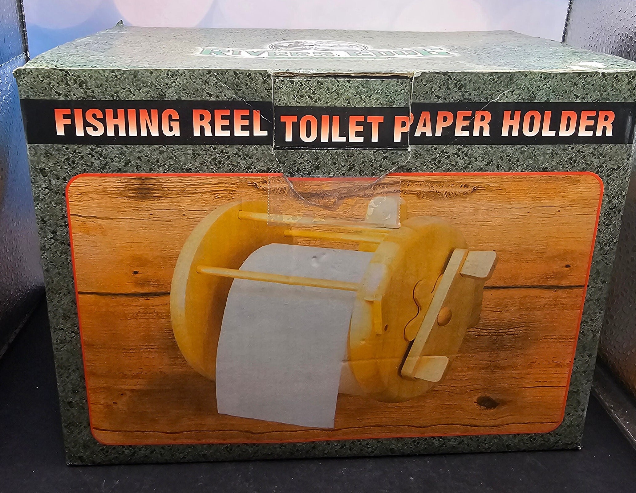 Vintage Fishing Reel Toilet Paper Holder