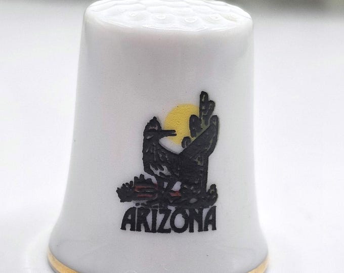 Vtg Arizona Souvenir State Porcelain Thimble Jewerly