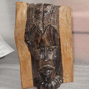 Vintage Hand Carved African Man Wood Sculpture
