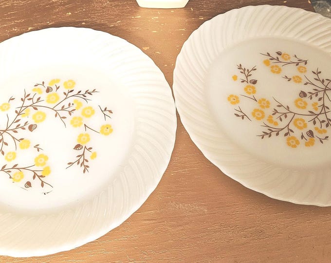 Ermocrisa White Milk Glass Dinner & Salad Plate Floral Pattern Mexico MCM 9 inch C3/3