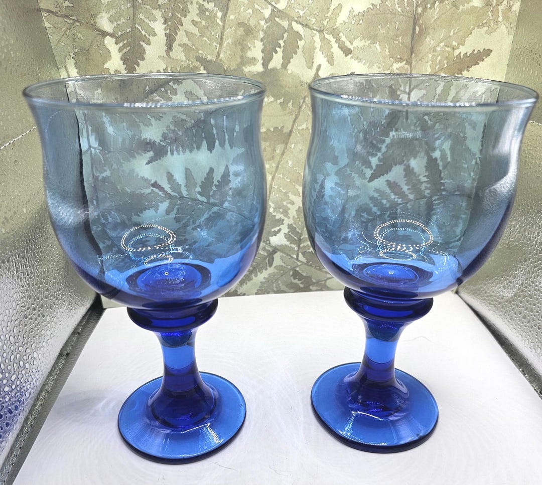 ヴィンテージ リビー コバルトブルー チューリップグラス ロック