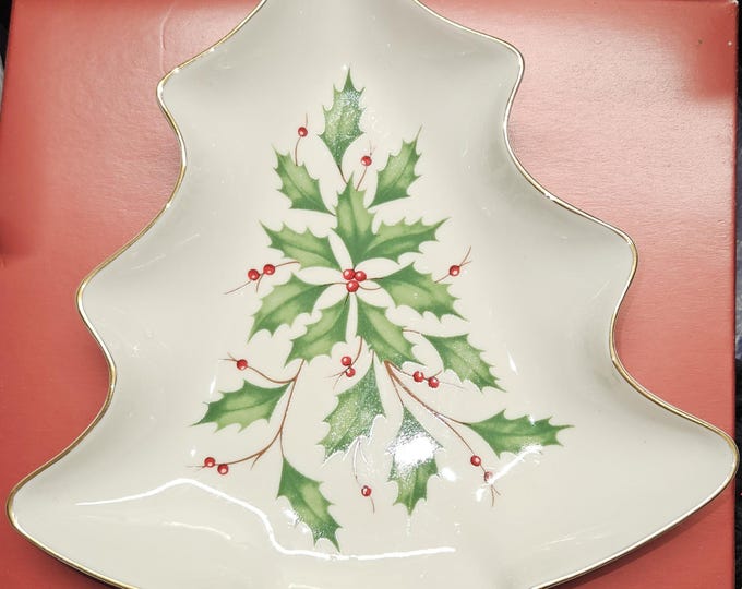 Lenox Porcelain Holiday Tree Candy Dish With F10/22