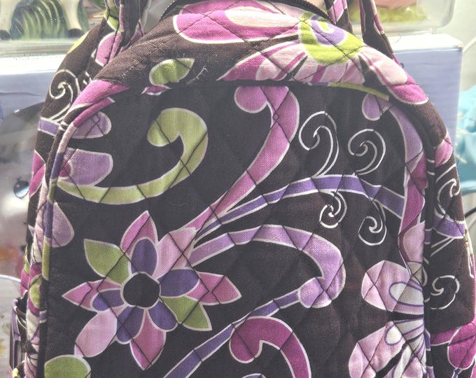 Retired Vera Bradley insulated lunch bag in purple and brown