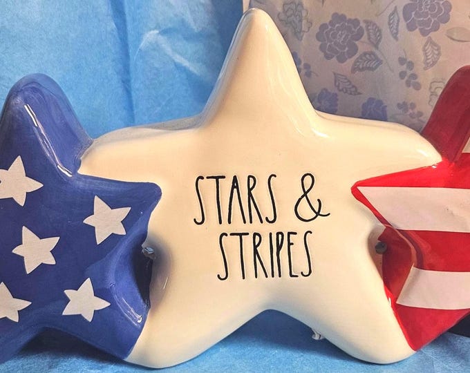 Rae Dunn Stars and Stripes Fourth of July Ceramic Decoration. (RD)5