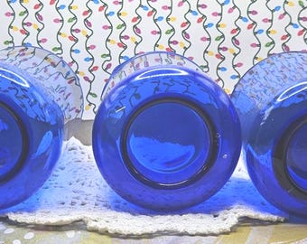 ヴィンテージ コバルト ティーライト キャンドルホルダー 3個セット B1