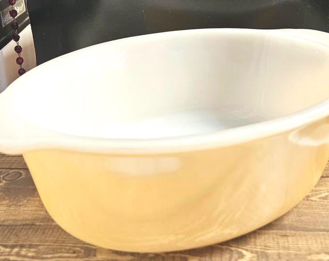 Vintage Anchor/Fire King Peach luster 1 pt casserole Dish A6/9