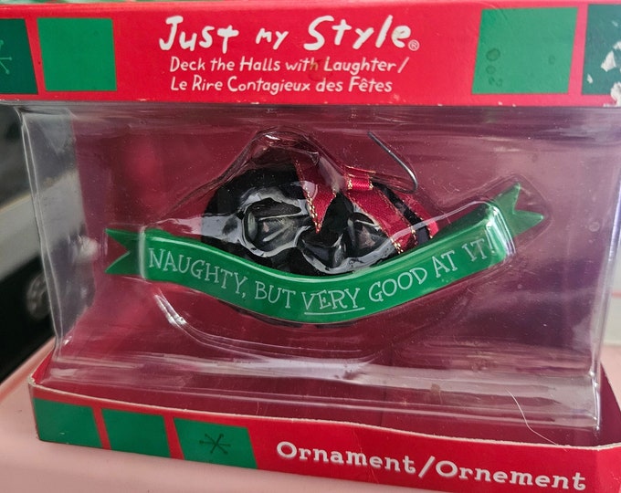 2005 American Greetings Naughty But Good  At It! Coal Ornament vintageY2K B3/7