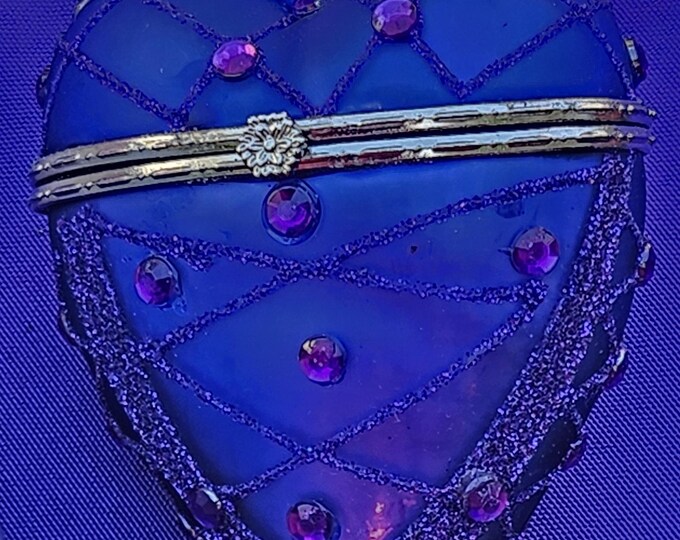Vintage blue and purple open heart ornament A4/8
